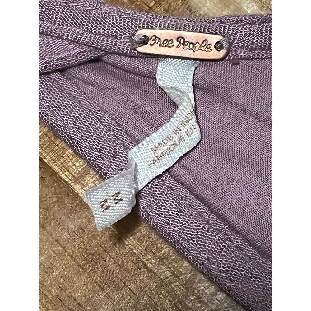 Free People Embroidered Austin Mini Dress long sleeve floral boho lavender Med - Picture 7 of 8